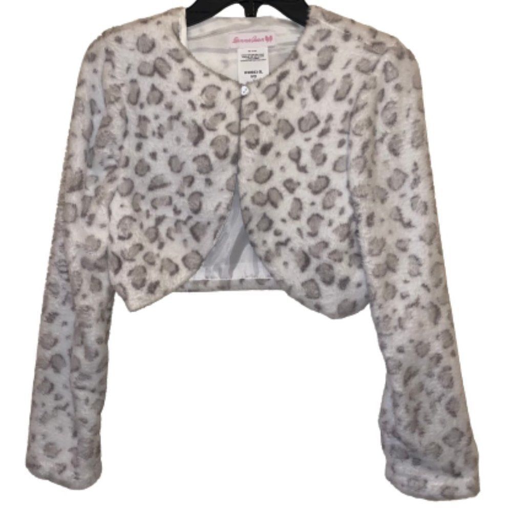 🆕Bonnie Jean Girls Faux Fur Leopard Shrug size L